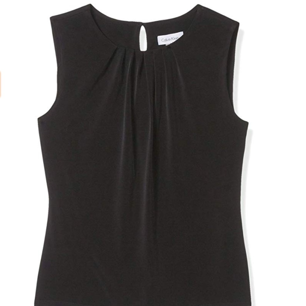 Calvin Klein Black Sleeveless Pleated Top
